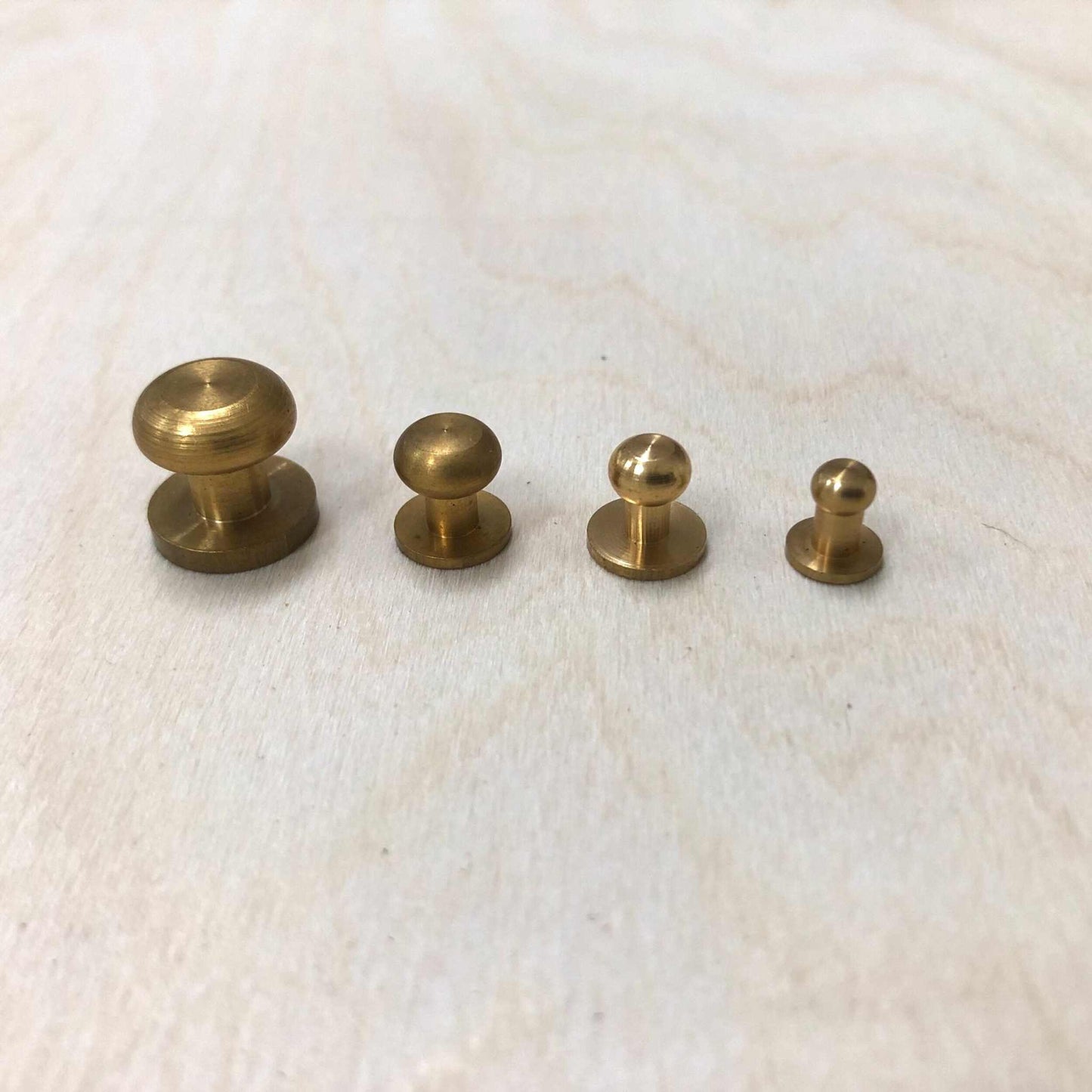 Sam Browne Studs in solid brass, various sizes for leather and belts, set of 10.