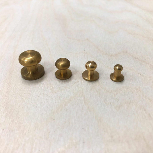 Sam Browne Studs in solid brass, various sizes for leather and belts, set of 10.